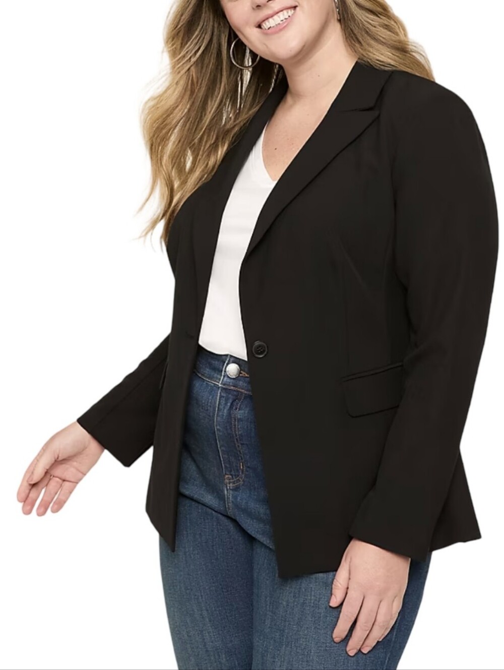 Lane Bryant Black Single Button Notched Lapel Blazer Plus Size 18 Professional